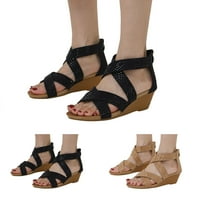 Zuwimk ravne sandale za žene, ženske čipke up sandale za pete od prapnih kaiševa zamotavanje gledaca