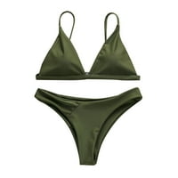 Žene kupaći kostimi za kupaći kostim Solidni bikini push-up jastučić kupaći kostimi za kupanje odjeće za plažu set Povrat zelenog l