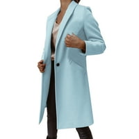 DTIDTPE zimski kaputi za žene, ženske casual džepne kancelarije Blazer pukla prednje kardigan jakna radno odijelo nebo plavo