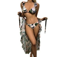 Ženski kostim za kupanje Dame Boja podesiva remen za rame Ispiši ruffle trim bikini kupaći kostim i