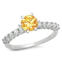 1. CT sjajan okrugli rez prozirni simulirani dijamant 18k bijeli zlatni pasijans sa accentima prsten sz 8.25