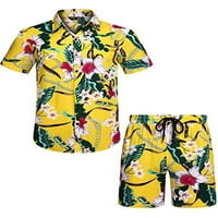 Ciycuit Muška košulja za cvijeće Havajski setovi casual gumb niz majicu kratkih rukava i kratke hlače