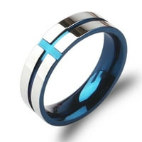 Xinqinghao na moj suprug Fluted Cross Prsten prsten za prste sa karticom Titanium čelični prsten za muževu ljubav plavu 12