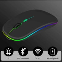 2.4GHz i Bluetooth miš, punjivi bežični miš za Xiaomi Mi Pro Bluetooth bežični miš za laptop MAC računarsku tablet Android RGB LED black