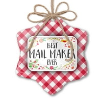 Božićni ukras Sretan cvjetni granični mail mailer crveni plaid neonblond