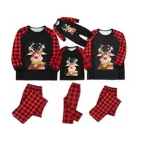 Božićna porodica podudaranje pidžama postavljene crne tipke s dugim rukavima hlače za spavanje PJS set