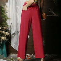 Clearians Fortedy Fashion ženski povremeni elastični džep struka Čvrsti pantalone u boji Duge hlače
