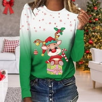 Ženski božićni 3D ispisani jelen Ležeran pulover sa dugim rukavima, majica HOT6SL868140