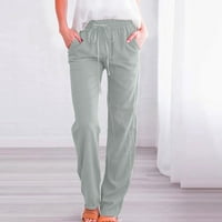 Pantalone za olovke za žene crtanje čvrste boje ravne fit pantalone ELASTC struk povremene hlače pune dužine