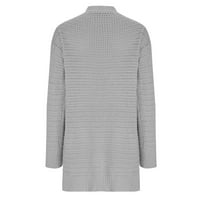 Tklpehg Womens Dukseri Solid Color Modni pleteni džemper Ležerne prilike Jesen Zimski topli džemper Loset V-izrez Duks dugi rukavi Krsigan džemper Grey XL