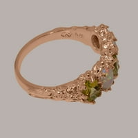 Britanci napravio 14k Rose Gold Prirodni peridot i Opal Ženski vječni prsten - Opcije veličine - Veličina