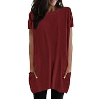 FVWitlyh Ženska crna majica Plus veličine za žene Raglan Striped cvjetni blok u boji Camo Tunic Tie