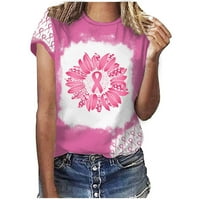 TKLpehg Shirts za dojku za žene Modne ugodne casual ružičaste vrpce cvjetne tiskane labave crtene blještalice