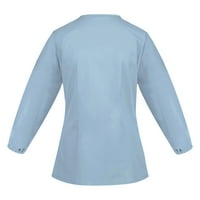 Bluze za žene Čvrsti boju dugih rukava V-izrez na vrhu radne džišne džepne vrhove l