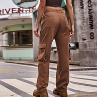 Žene Casual Fashion High Struk Teretne hlače Široke noge Ležerne pantalone pantalone