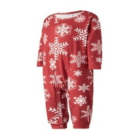 Gueuusu božićne pidžame za obiteljski dugi rukav Elk tisak za ispis + pantalone za snježne pahulje ili