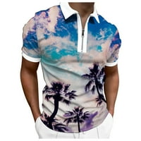 Muška polo košulja Proljeće i ljetni modni rever patentni patentni košulje od tiskane plave l