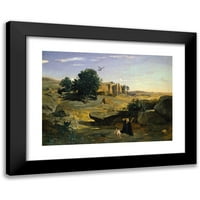 Jean-Baptiste-Camille Corot crna modernog uokvirenog muzeja Art Print pod nazivom - Hagar u divljini