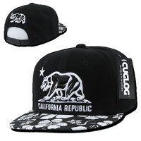 California Republic Bear Cvjetni kapa za šešir za muškarce Žene Crne