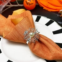 Spider Web Halloween Salvetni prsten za prsten za spajanje izvršioce MetalTe metalni reč za jesen Stolni