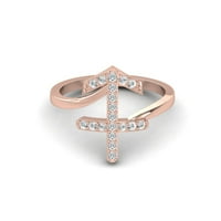 Strijelac zodijaka Dijamantna prstena, 18K čvrsti zlatni prsten, zodijački znak, personalizirani prsten,