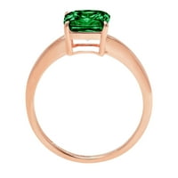 2.0ct Asscher Cut zeleni simulirani smaragd 14K ružičasti ružičani zlatni gravirajući izveštaj godišnjica Angažovanost vjenčanja SOLITAIRE prstena 8,75