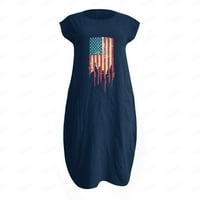Yueulianxi Američka zastava Odštampana haljina s kratkim rukavima za žene Ljetne O vratne haljine sa