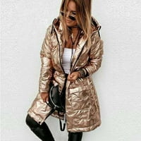 kaput za žene plus veličine džep žene zimski topli kaput Slim fit dugačak kaput Otibar za žene runo jakne kaputi zlato + 4xl
