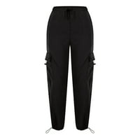 Pantalone pantalone za žene široke noge teretni hlače Y2K sa džepovima Baggy casual harajuku Srednja odjeća 4-crna mala