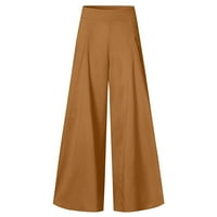 Amtdh Ženska trendy Falda Pantalon hlače Čvrsta boja dnevni boravak visoki elastični struk dugačke hlače