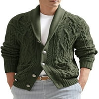 Cindysus muški gumb s jednim grudima niz kardigan džemper muškarci obični fit kaput dugi rukav pad šal