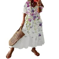 Colisha ženske duge haljine V izrez Maxi haljine cvjetni tisak ljeto plaža sa ručicama labave zabave