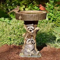 Prirodna ptica kupatila - Resin Little Raccoon Sunflower Feeder Bird - Jednostavan za čišćenje - Vrtni dekor - uključuje kupanje za ptice