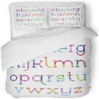 Posteljina Plava Typo Serif sa efektom donjih slova Šarena tačka boja ABC abeceda Dvostruka veličina Duvet poklopac sa jastukom za kućnu posteljinu ukras u sobi