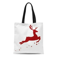 Platno torba Božić od crvenog jelena jelena silueta pozdravna sezona vintage za višekratnu upotrebu