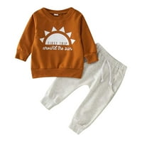 Light Deco Outfits Pismo Ispisano dugih rukava pulover vrhove dugih hlača za zabavu za slobodno vrijeme za dijete