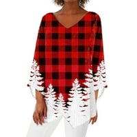 Košulje za žene Božićne otiske Crewneck Grafičke majice Dugi rukavi Vrhunski pulover Preveliki džemperi