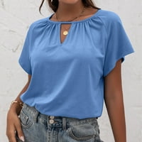 Yyeselk prevelizirani bluze za žene Ljetni casual ključani okrugli vrat kratkih rukava Košulje Trendi