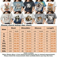 Žene Ljeto vrhovi 3D print majica Crew Crt Majica Moderan tunički bluza Rad Tee Tri mačke 2xl