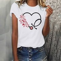 Poslovni casual vrhovi za žene Grafičke majice Žene Ljeto CrewNeck Pismo Ispiši majice Modne udobne
