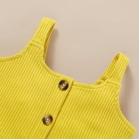 Novorođena dječja djevojka odjeća Halter bez rukava gornji dio i cvjetovi Djevojke Djevojke Outfit Podesite žutu 6- mjeseci
