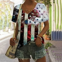 Ljetne odjeće za žene kratki rukav V-izrez bluze i majica za prodaju modne žene ljetne tiskanje kratkih