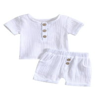 TODDLER Baby Boy Girl Ljetna odjeća pamučna posteljina kratki rukav majica i kratke hlače postavljaju