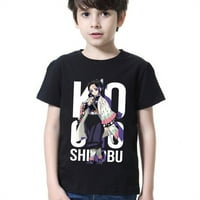 Retro moda i popularna anime Demon Slayer ispisana dječja majica, labavi povremeni pamučni dječji kratki rukav, plus veličina odjeća
