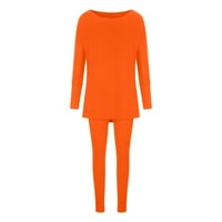 Kompleti za vježbanje za žene dame Labave solidne boje modnih casual sportskih hlača s dugim rukavima dva odijela narančasta xxl
