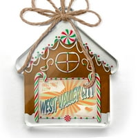 Ornament tiskani jednostrani pozdravi iz grada West Valley, vintage razglednica Božić Neonblond
