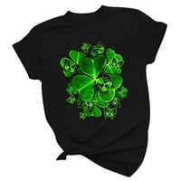 Scyoekwg Womens St. Patrickov majica za odmor Grafički majica St. Patrick's Day Print Majica Crewneck Tops Casual Loose Fit košulje Kratki rukav Tee Majica Trendy Crna S