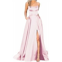 Clearsance Ljetne haljine za žensku večernju haljinu bez rukava dugačak casual scoop vrat od tiskane haljine ružičaste 4xl