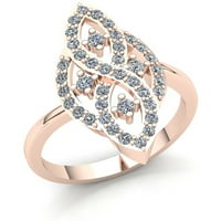 Originalna 0,5CT okrugla rez Diamond Dame Fancy Vintage Angažman godišnjica prstena od punog 10k ruža,