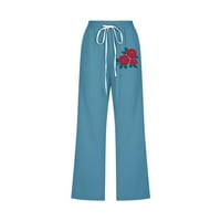 Posteljine hlače za žene nacrtavanje elastičnih struka casual labavo fit capri pantalone Capris udobnost